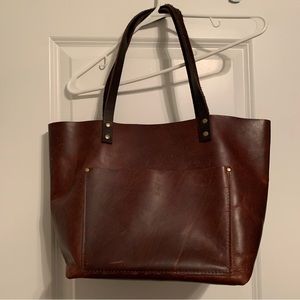 Portland leather tote bag, mahogany